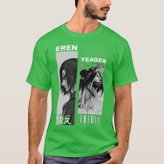 Attack on titan eren yeager both forms tシャツ (正面)