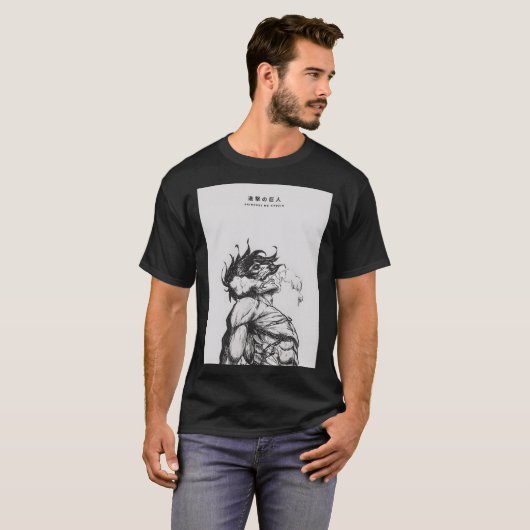 Attack Titan Figure Dark Anime Line Art Eren Tシャツ (正面フル)