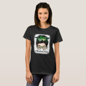 Attendance Clerk Women Messy Bun St Patrick s Day  Tシャツ (正面フル)