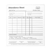 Attendance Log | ビジネス ロゴ 剥離式 ノートパッド (正面)
