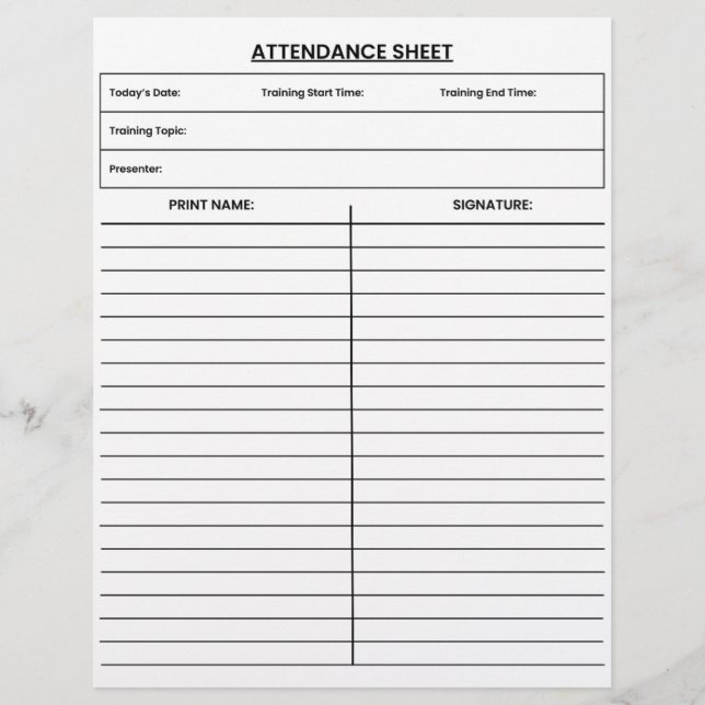 Attendance Sign レターヘッド (正面)