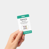 Attendee Name Badge Logo Lanyard Clip Reel Green バッジ (手持ち)