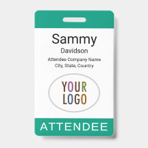 Attendee Name Badge Logo Lanyard Clip Reel Green
