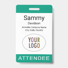 Attendee Name Badge Logo Lanyard Clip Reel Green バッジ