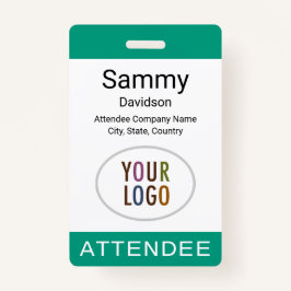 Attendee Name Badge Logo Lanyard Clip Reel Green バッジ