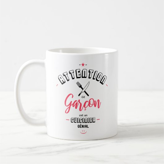 Attention ce garçon est un cuisinier génial コーヒーマグカップ (左)