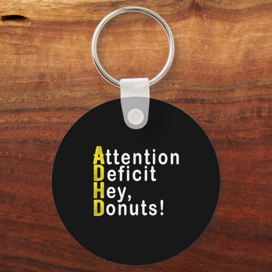 Attention Deficit Hey Donuts Funny Gift Tee Adhd M キーホルダー (正面)