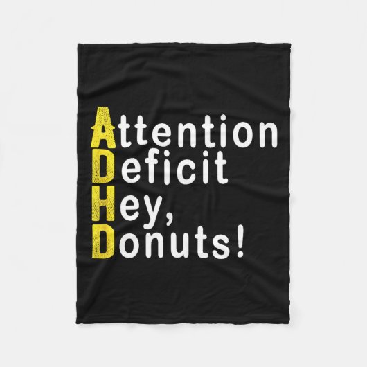 Attention Deficit Hey Donuts Funny Gift Tee Adhd M フリースブランケット (正面)