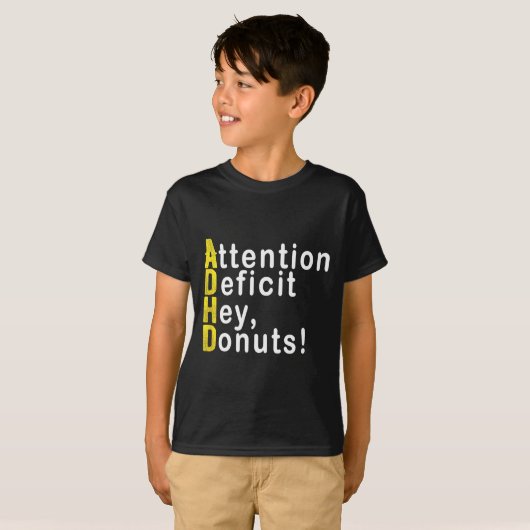 Attention Deficit Hey Donuts Funny Gift Tee Adhd M Tシャツ (正面フル)