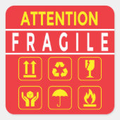 Attention Fragile スクエアシール (正面)