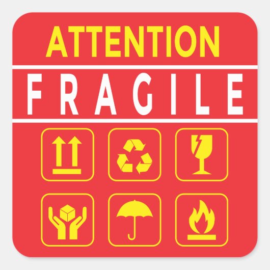 Attention Fragile スクエアシール (正面)