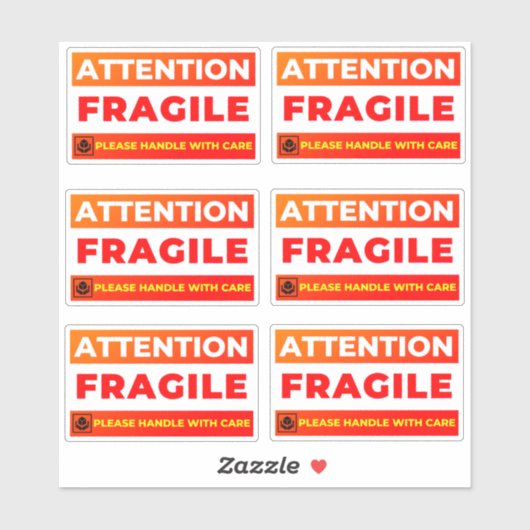 Attention Fragile Shipping Stickers (Vinyl Labels) シール (シート)