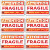 Attention Fragile Shipping Stickers (Vinyl Labels) シール (正面)