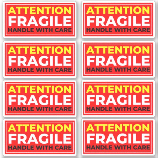 Attention Fragile Stickers (Handle with Care) シール (正面)