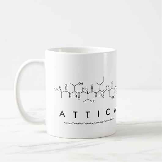 Atticaペプチド名mug コーヒーマグカップ (左)