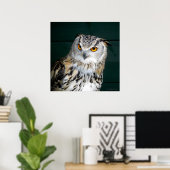 'Attitude' – フクロウ ポスター (ホームオフィス)