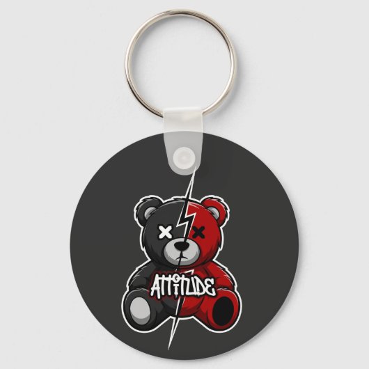 Attitude Split Bear | ライトニングX-Eyesテディグラフ キーホルダー (正面)
