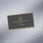 Attorney At Law-シンプルな金の秤と黒地のボーダー マグネット名刺 (インサイチュ)