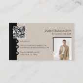 Attorney At Law Black Luxe Monogram QR Code Photo 名刺 (裏面)