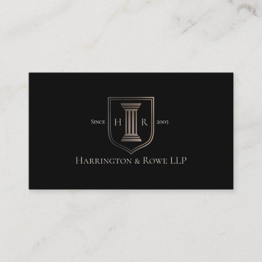 Attorney At Law Black Luxe Monogram QR Code Photo 名刺 (正面)
