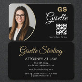 Attorney at Law Black QR Code Gold Photo 名刺