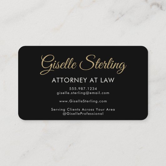 Attorney at Law Black QR Code Gold Photo 名刺 (裏面)