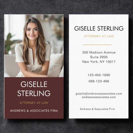 Attorney at Law Burgundy Gold Photo  名刺