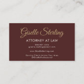Attorney at Law Burgundy Gold Photo QR Code  名刺 (裏面)