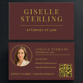 Attorney at Law Burgundy Gold Photo QR Code 名刺