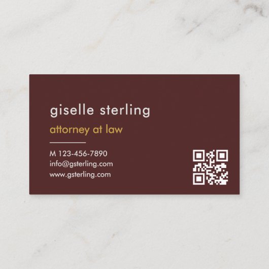 Attorney at Law Burgundy Gold QR Code 名刺 (裏面)