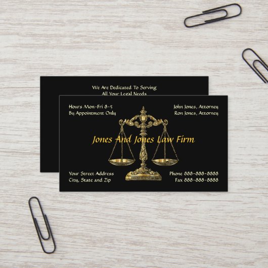 Attorney At Law Lawyer Business Card 名刺 (正面/裏面インサイチュ)