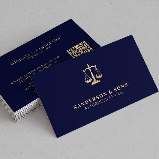 Attorney at law lawyer professional gold navy 名刺