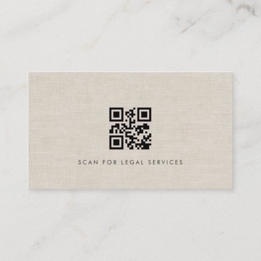 Attorney at Law Luxury Neutral Linen QR Code 名刺 (裏面)