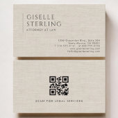 Attorney at Law Luxury Neutral Linen QR Code 名刺