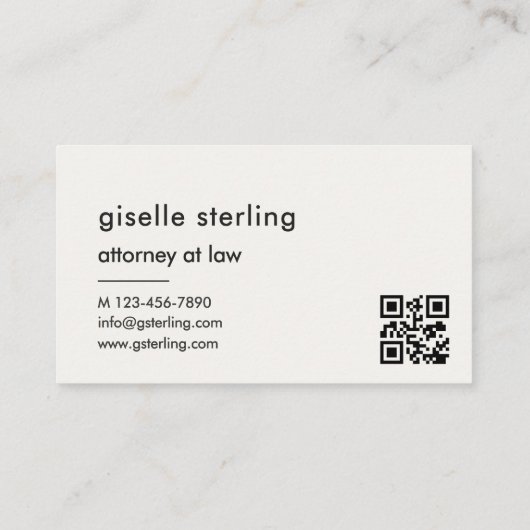 Attorney at Law Luxury QR Code Monogram  名刺 (裏面)