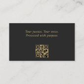 Attorney at Law Minimal Black Gold QR Code 名刺 (裏面)