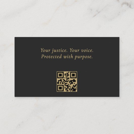 Attorney at Law Minimal Black Gold QR Code  名刺 (裏面)