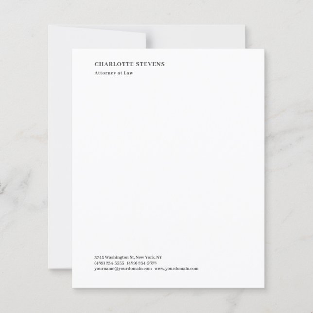 Attorney at Law Minimalist Elegant Paper Sheet (正面)
