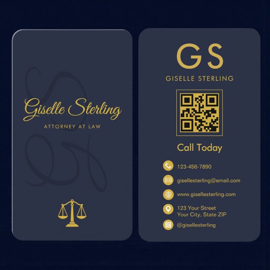 Attorney at Law Navy Blue Gold 名刺