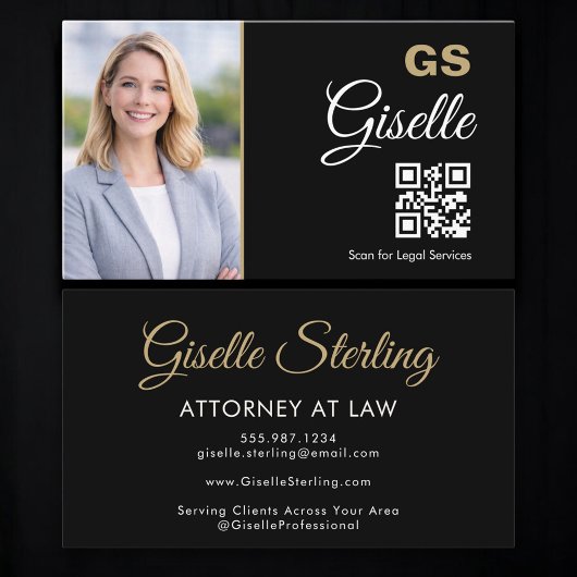 Attorney at Law QR Code Black Gold Photo  名刺
