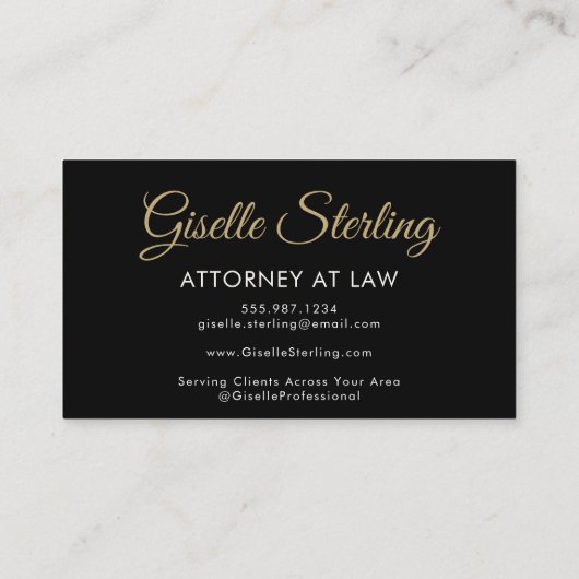 Attorney at Law QR Code Black Gold Photo  名刺 (裏面)