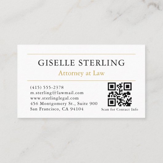 Attorney at Law QR Code Burgundy Gold Professional 名刺 (裏面)