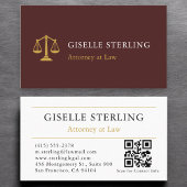 Attorney at Law QR Code Burgundy Gold Professional 名刺