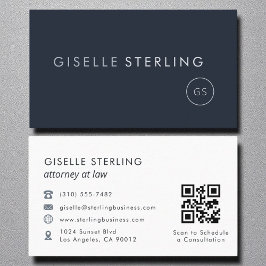 Attorney at Law QR Code Navy Blue Luxury 名刺