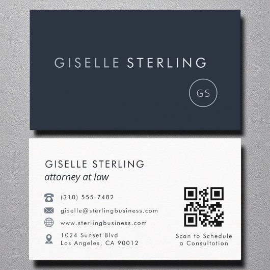 Attorney at Law QR Code Navy Blue Luxury 名刺