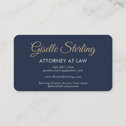 Attorney at Law QR Code Photo Navy Blue Gold  名刺 (裏面)