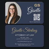 Attorney at Law QR Code Photo Navy Blue Gold  名刺