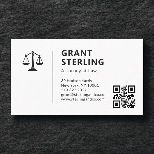 Attorney at Law QR Code Scales of Justice 名刺