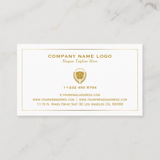Attorney At Law-Simple Custom Logo 名刺 (裏面)