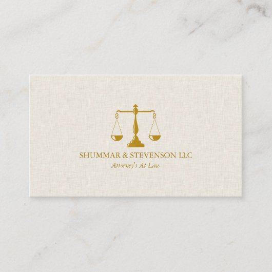 Attorney At Law-Simple Gold Scale Beige Linen 名刺 (正面)